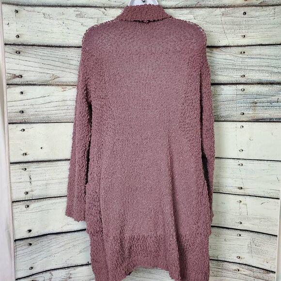 Oddi Women’s Mauve Popcorn Textured Open Front Long Cardigan Sweater Size M - Picture 5 of 7